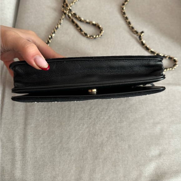 Chanel Pearl Diamond Embellished Wallet On Chain WOC Black - Picture 6 of 10